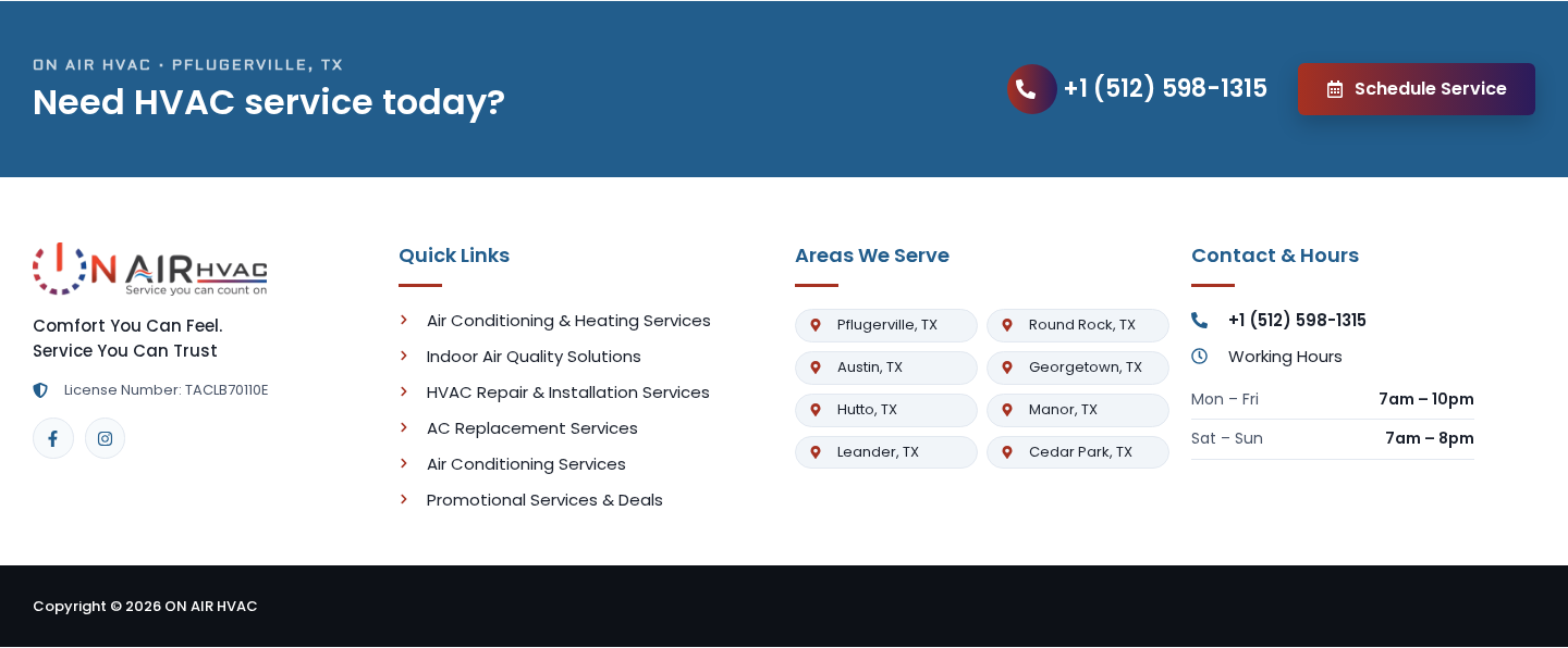 On Air HVAC live footer