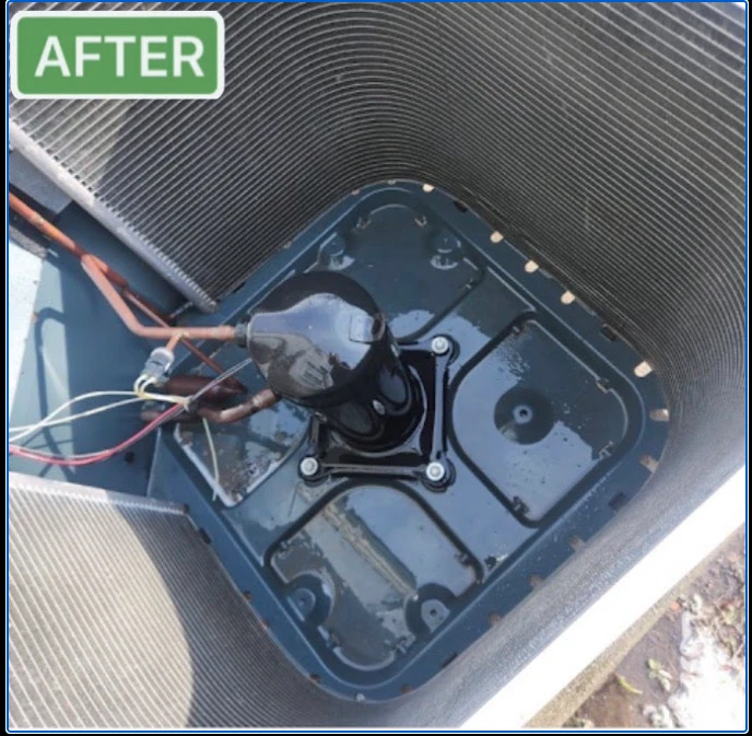 HVAC services Pflugerville TX showing a clean and well-maintained air conditioning unit interior.