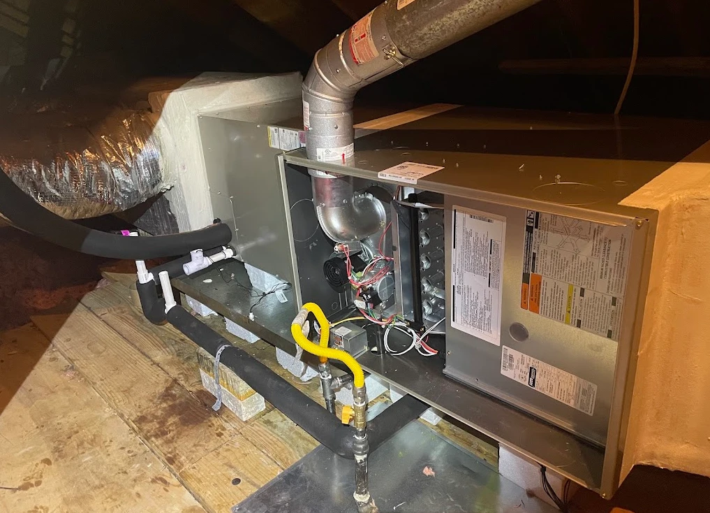 HVAC system installation in Pflugerville, TX, showcasing ductwork and components for efficient climate control.